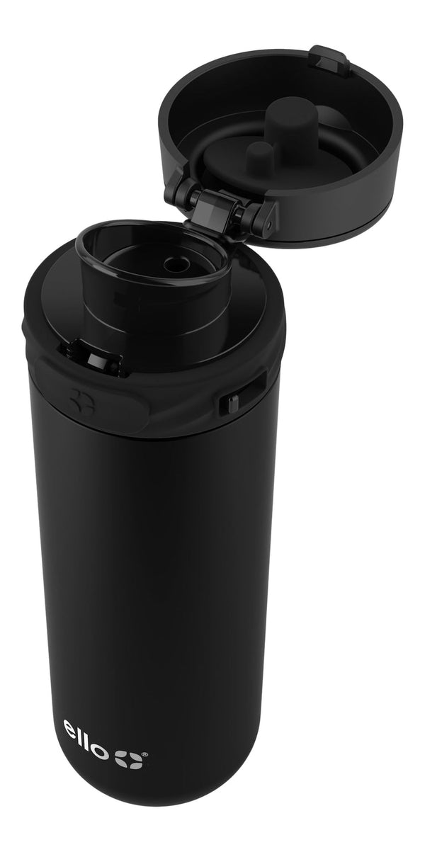 ello Haven Vacuum Insulated Stainless Steel Travel Mug, 16-oz, Black, with Carry Loop U2