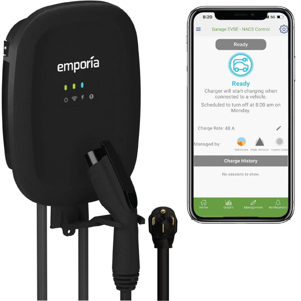 Emporia 40A Wi-Fi Level 2 NEMA 14-50 J1772 EV Charger L1