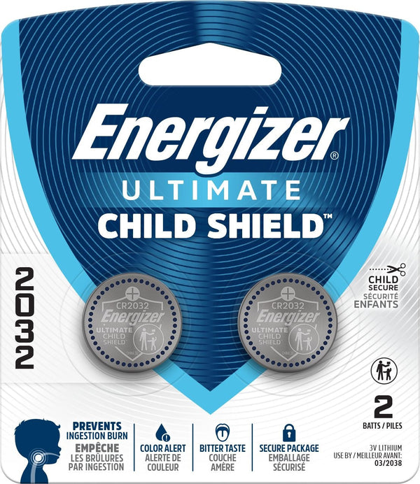 Energizer 2032 Child Shield Lithium Battery, 2-Pack T3