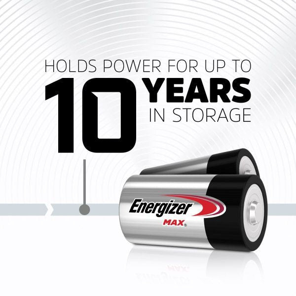 Energizer Max 2-pk D Alkaline Batteries, Long Lasting, All Purpose