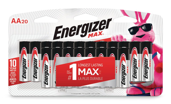 Energizer Max 20-pk AA Alkaline Batteries, Long Lasting, All Purpose N8