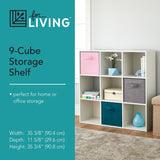 For Living 9-Cube Storage Organizer, Bookcase/Bookshelf, White