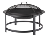 FOR LIVING Macaulay Round Outdoor Wood Firepit, 29-1/2-in, Black