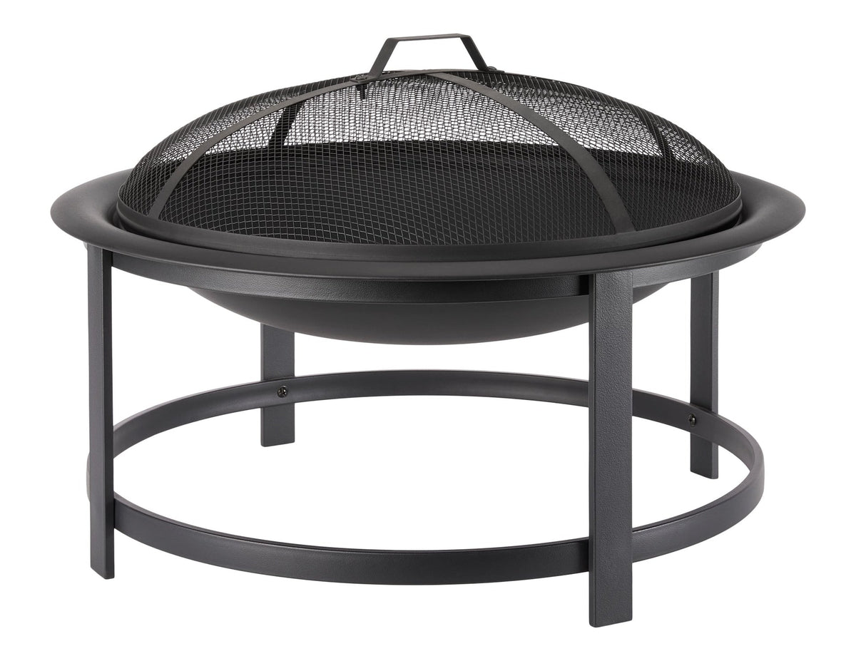 FOR LIVING Macaulay Round Outdoor Wood Firepit, 29-1/2-in, Black