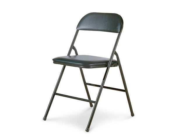 For Living Portable Vinyl Upholstered & Padded Metal Folding Chair, Black Z9