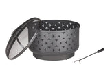 For Living Round Outdoor Wood Burning Fire Pit, Steel, Black, 24-in