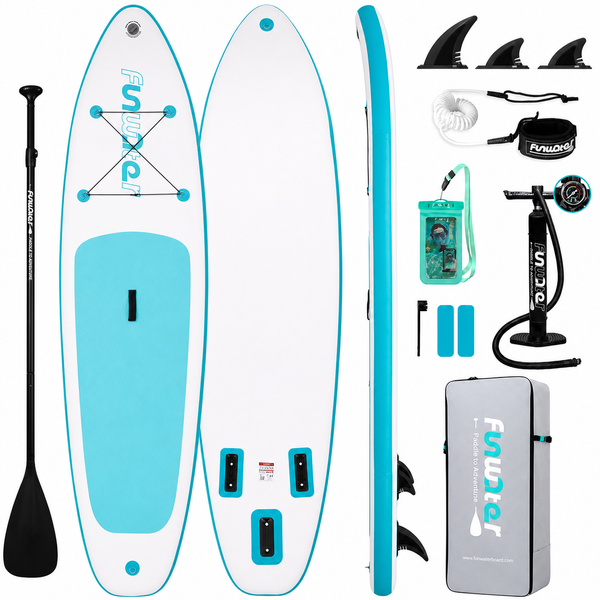 FunWater 10 ft 6 in Inflatable Stand Up Paddle Board Set – Sky Blue K4