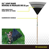 Garden Club 22-in Wide Poly 22-Tine Leaf Rake, 59-in Hardwood Shaft
