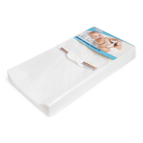 Graco Premium Contoured Baby Changing Pad with Non-Skid Bottom, White Y1