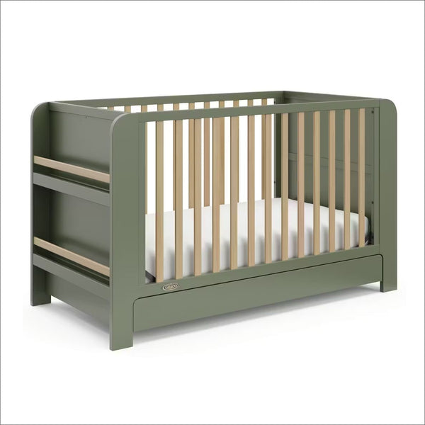 Graco Read-with-Me 4-in-1 Crib with Drawer - Olive/Driftwood P0