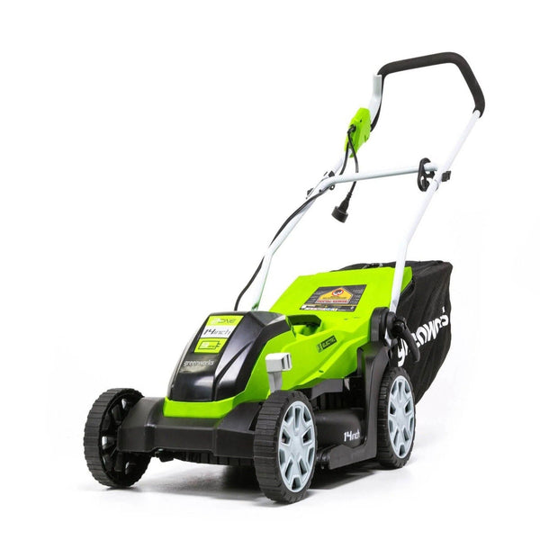 Greenworks 9A 2-in-1 Corded Lawn Mower, 14-in J7