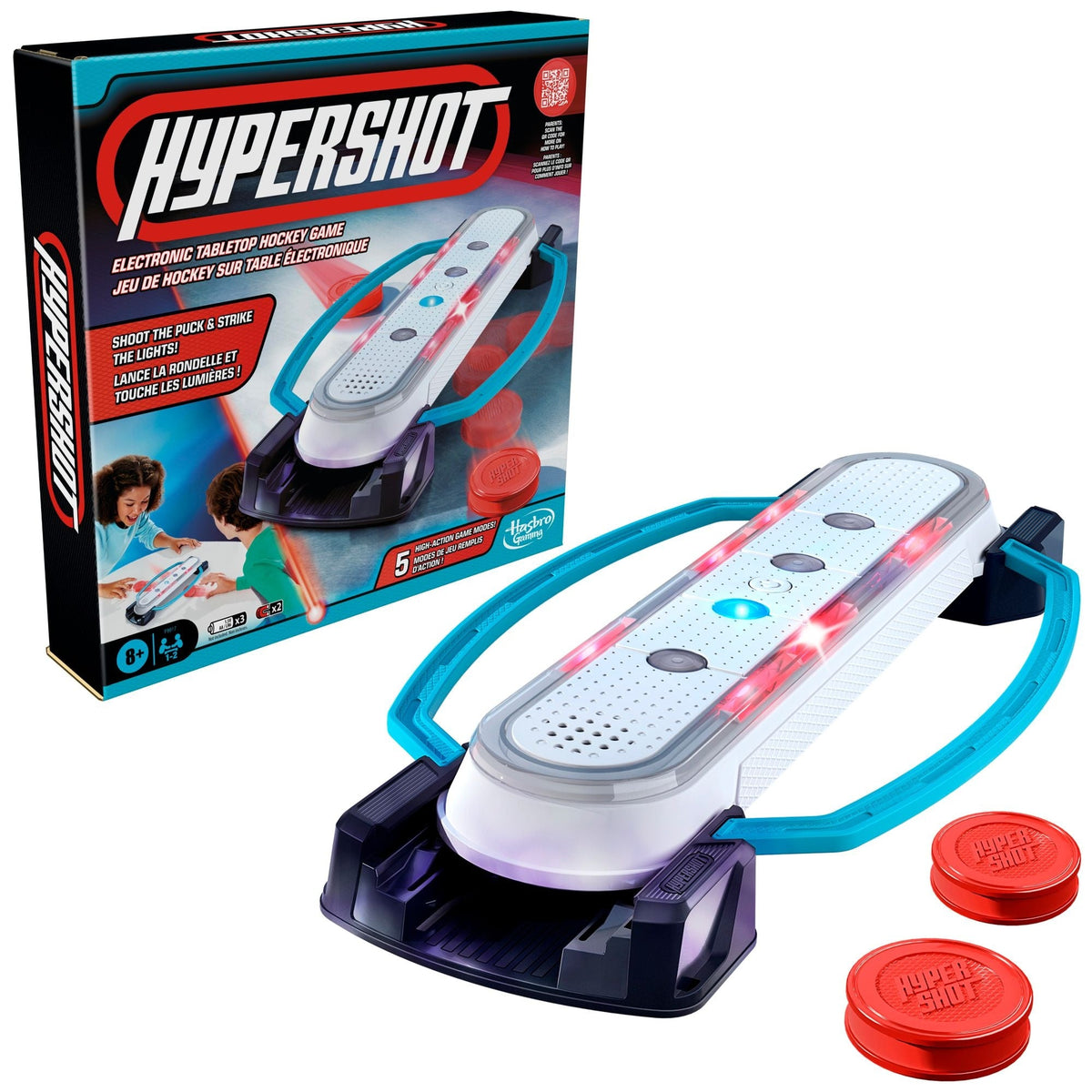 Hasbro Games Hypershot Electronic Tabletop Hockey Game, 5-in-1 Board Game, Ages 8+