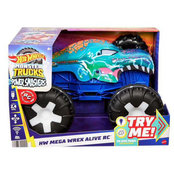 Hot Wheels Monster Truck Remote Controlled 1:15 Scale Mega Wrex Toy Vehicle with Sounds & Lights, Ages 5+ S8