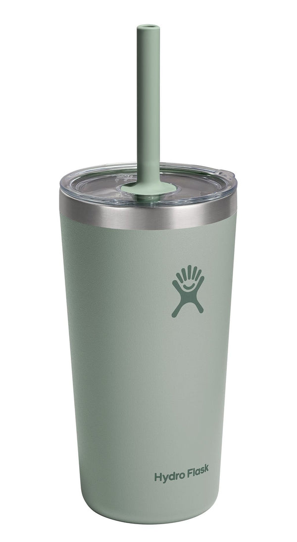 Hydro Flask Stainless Steel Insulated All Around Tumbler with Clear Press-In Straw Lid, Agave, 20-oz F5