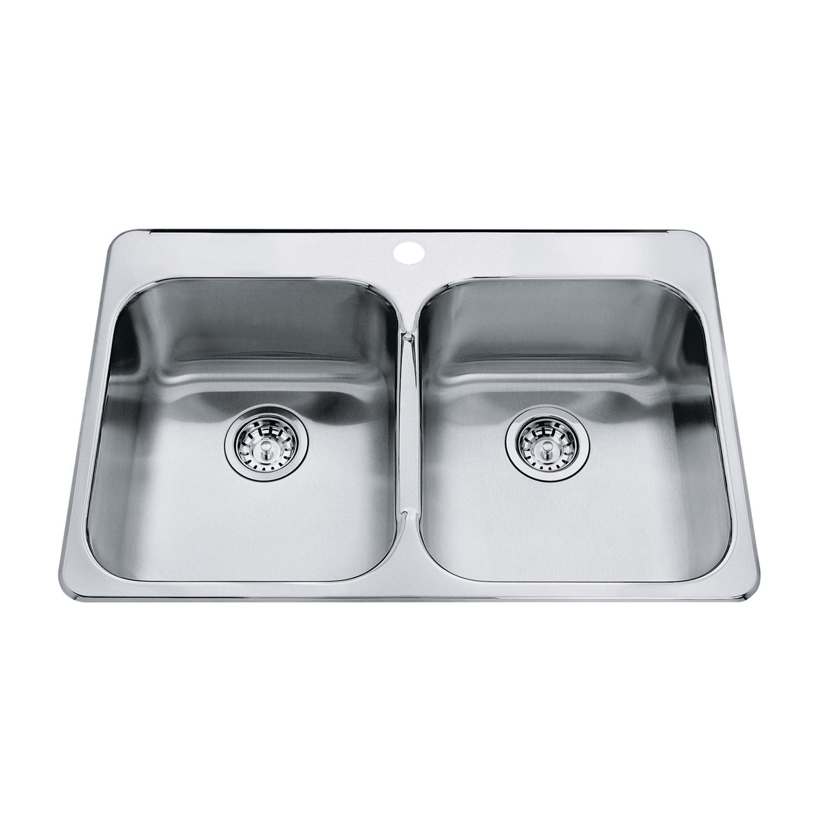 Kindred Steel Queen Top Mount Stainless Steel Double Bowl Kitchen Sink, 23x34x7-in