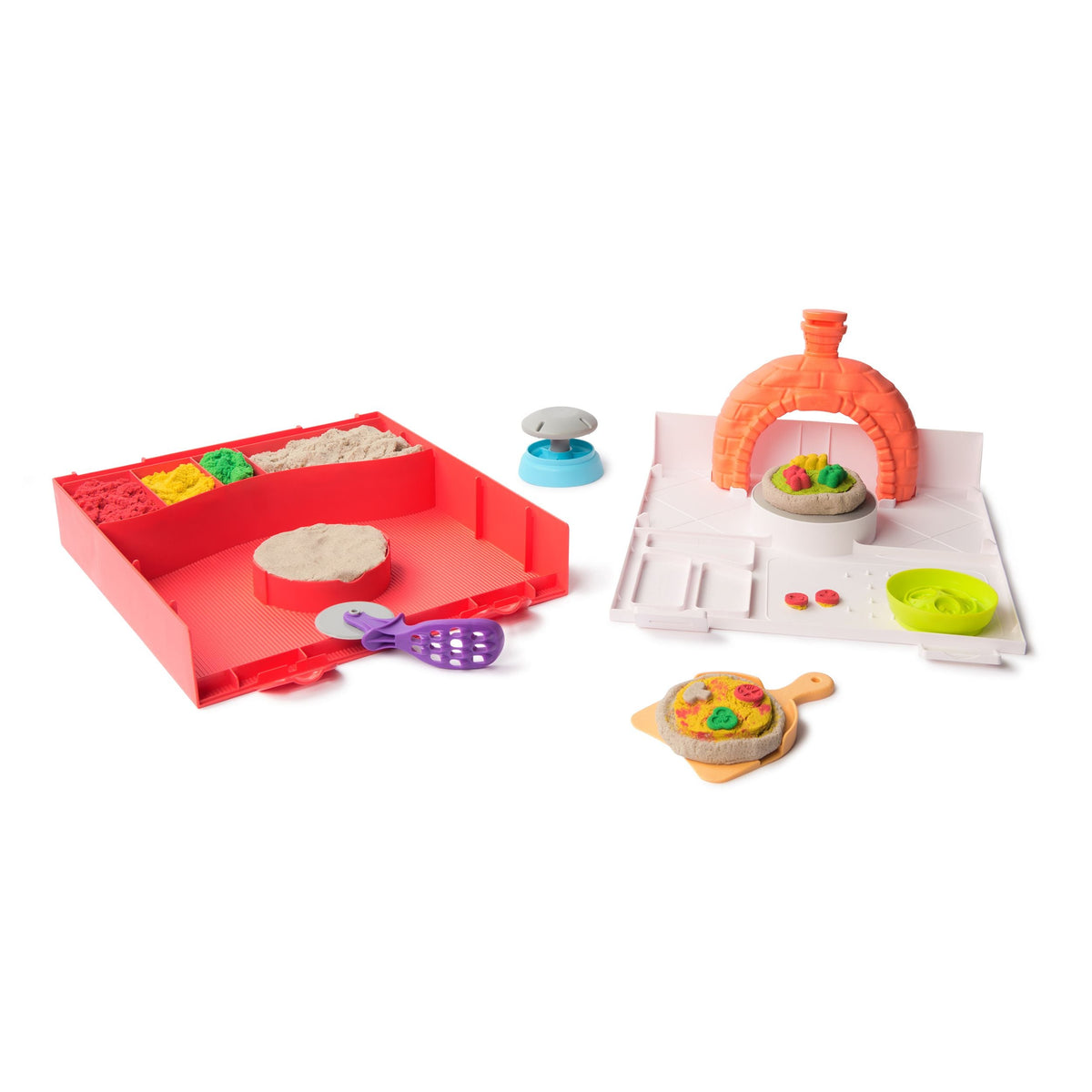 Kinetic Sand 4-Colour SquishPizza Set with Rising Action