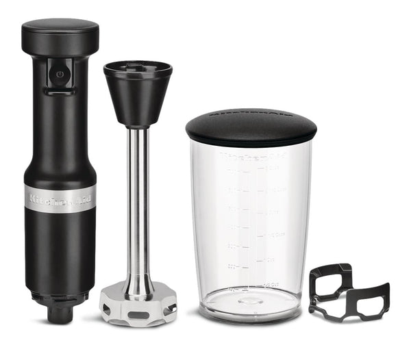 KitchenAid KHBV53BM Variable Speed Corded Hand Blender with Blending Jar, Black Matte O2