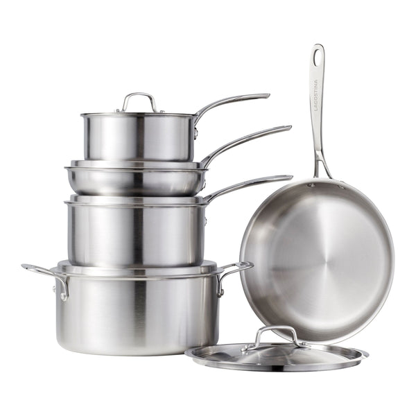 Lagostina 3-Ply Commercial Clad Cookware Set, 10-pc S9