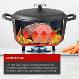 Lagostina Pre-Seasoned Casserole Dish, Cast Iron, Black, 6-qt