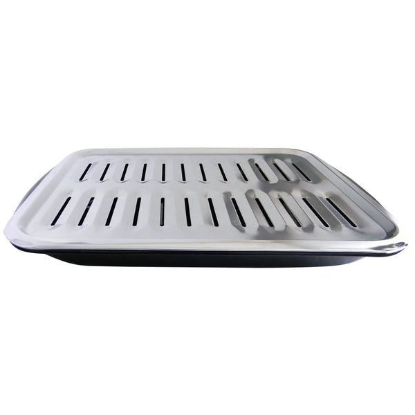 Laser 62250 2-in-1 Broiler Pan, Chrome/Porcelain, Dishwasher Safe, Black, 16 x 12.75 x 1.75-in Y8