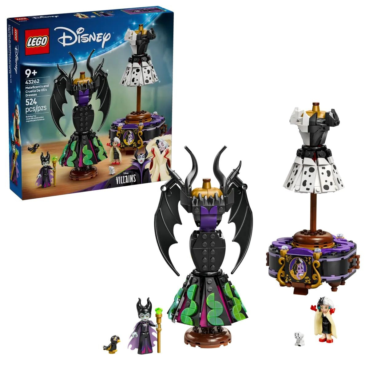 LEGO Disney Villains Maleficent’s and Cruella De Vil’s Dresses - 43262, 524-pcs, Ages 9+