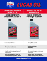 Lucas Oil High Performance Synthetic Motorcycle Oil SAE, 946-mL