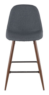 LumiSource Pebble Armless Upholstered Counter/Bar Stool (2-Piece Set), Walnut/Blue