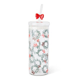 Manna 22-oz Printed Glass Tumbler with Bow Charm Straw