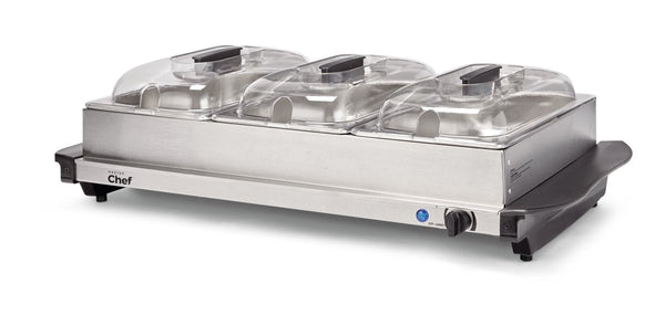 MASTER Chef 3-Tier Buffet Server/Food Warmer with Warming Tray, Stainless Steel, 300W E9