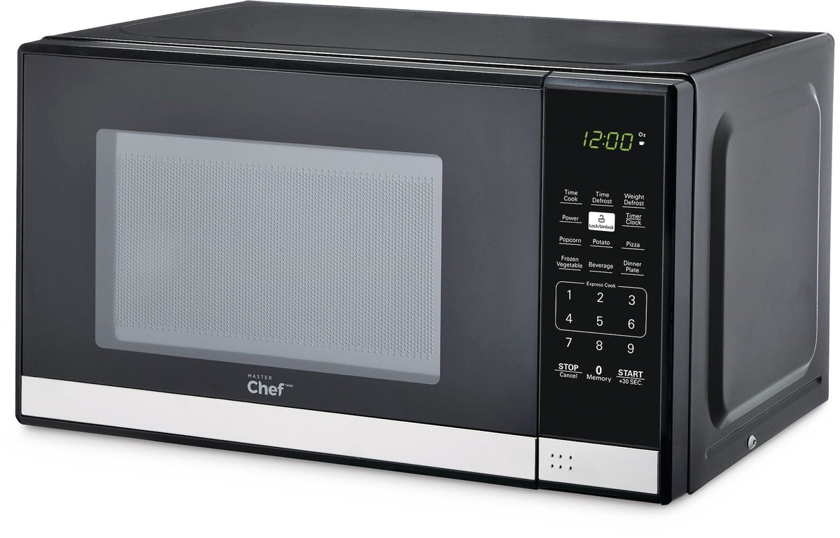 MASTER Chef Countertop Microwave, 700 W, Black Stainless Steel, 0.7-cu-ft