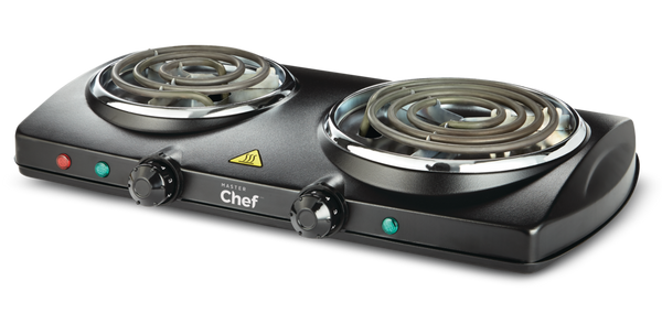 MASTER Chef Double Burner Hot Plate, Black, 1500W G0