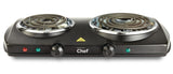 MASTER Chef Double Burner Hot Plate, Black, 1500W