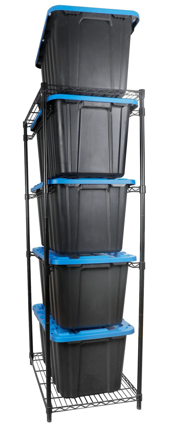 Mastercraft 5-Tier Steel Tote Storage Rack, Black, Totes Not Included E8