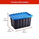 Mastercraft Heavy Duty Stackable Storage Box with Lid, 102-L, Black/Blue