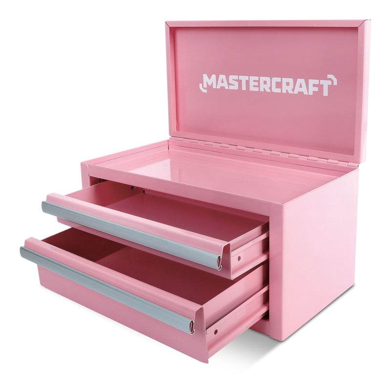 Mastercraft Mini Toolbox with 2 Drawers, Pink S9