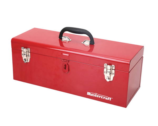 Mastercraft Portable Metal Hip Roof Tool Box with Removable Tray, 19-in, Red V9