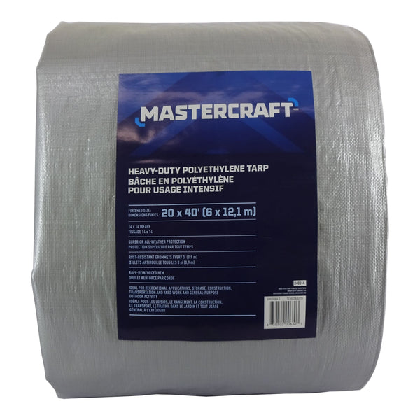 Mastercraft Premium Heavy Duty Tarp, Poly, Waterproof, 20-ft x 40-ft V1
