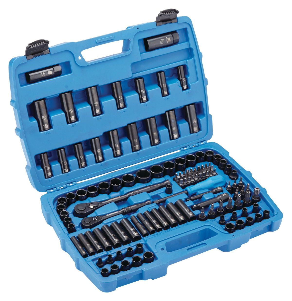 Mastercraft Socket Set, 122-pc, SAE/Metric, CRV, Black Steel Finish