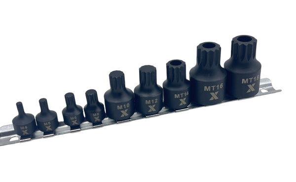 MAXIMUM 9 Piece Impact Stubby Bit Socket Rail Triple Square S3