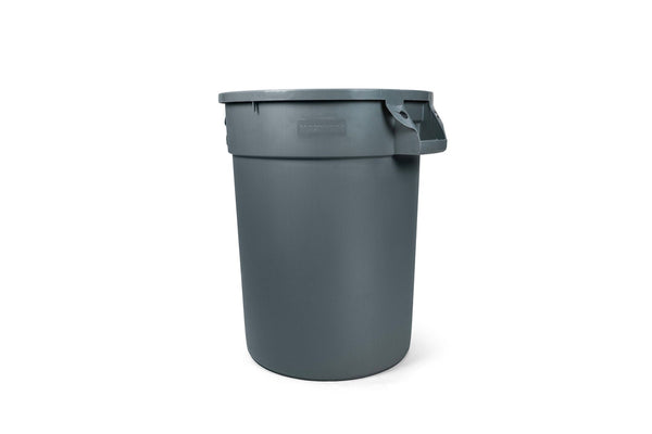 MAXIMUM Commercial Circular Outdoor Garbage Can with Lid, Grey F8