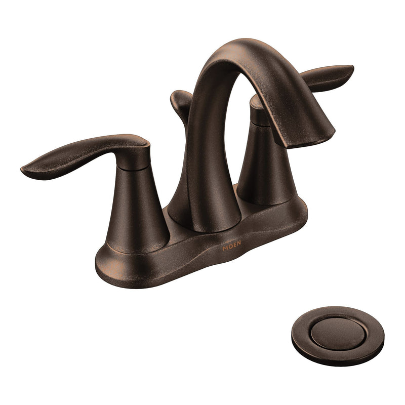 Moen Eva Double Handle High Arc 4-in Centerset Bathroom Sink Faucet, WaterSense Certified, Oil Rubbed Bronze E4