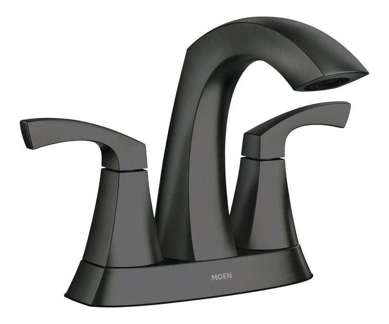 Moen Lindor Double Handle Bathroom Faucet, Meets EPA WaterSense Criteria, Matte Black F5