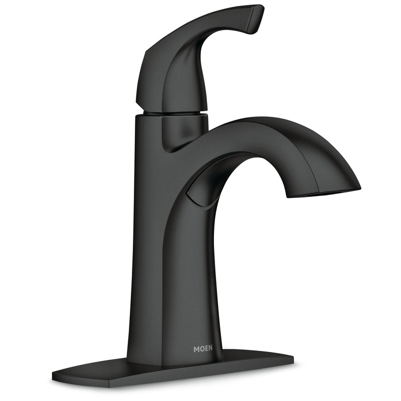 Moen Lindor Single Handle Bathroom Faucet, Meets EPA WaterSense Criteria, Matte Black J8