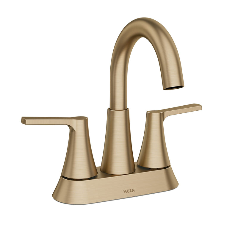 Moen Mikah Double Handle Bathroom Faucet, Bronzed Gold M3