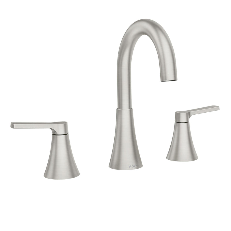 Moen Mikah Double Handle Widespread Bathroom Faucet, Spot Resist Brushed Nickel B8