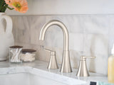 Moen Mikah Double Handle Widespread Bathroom Faucet, Spot Resist Brushed Nickel