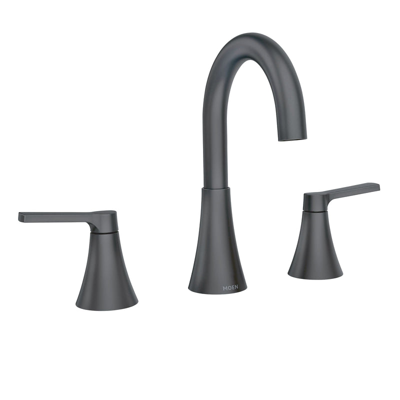 Moen Mikah Double Handle Widspread Bathroom Faucet, Matte Black F1