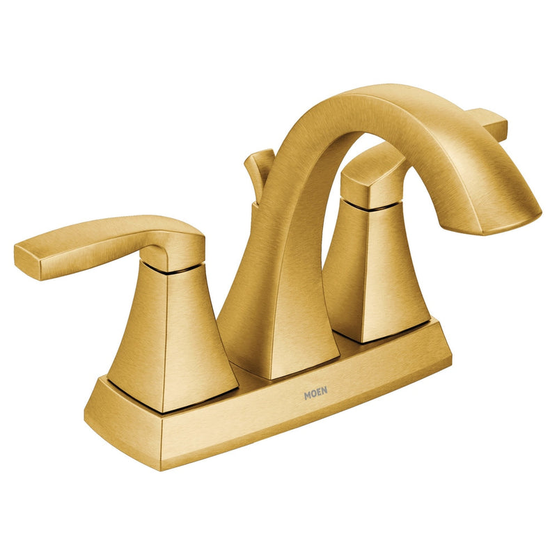 Moen Voss Double Handle 4-in Centerset Bathroom Sink Faucet, WaterSense Certified, Brushed Gold W0