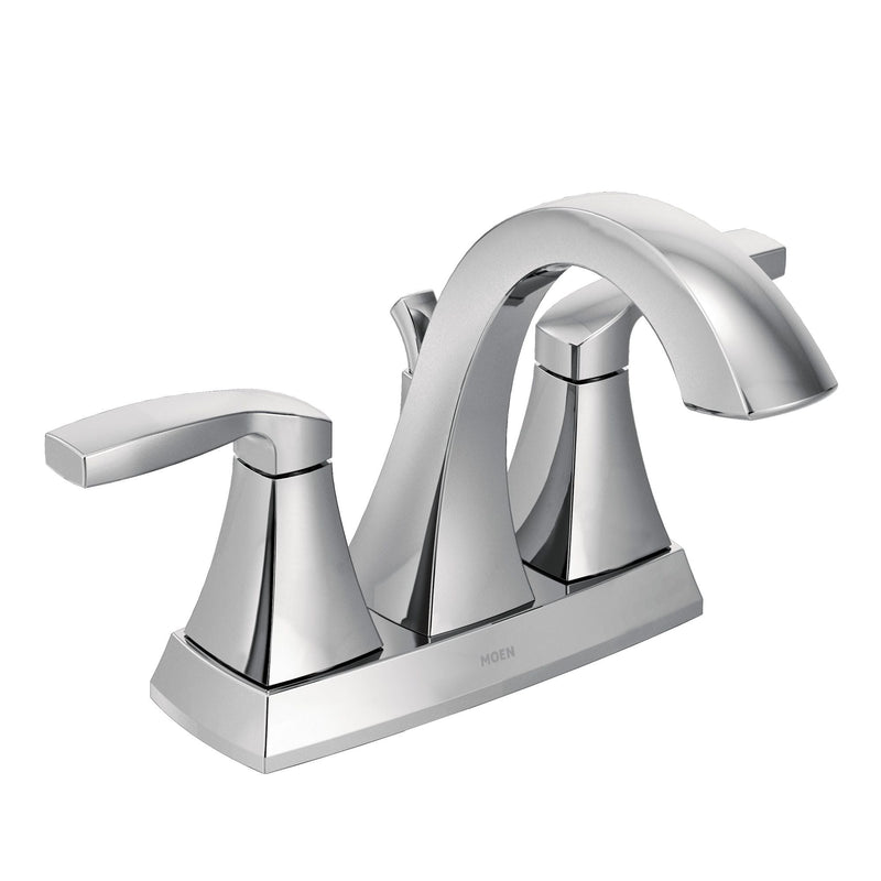 Moen Voss Double Handle High Arc 4-in Centerset Bathroom Sink Faucet, Chrome I9