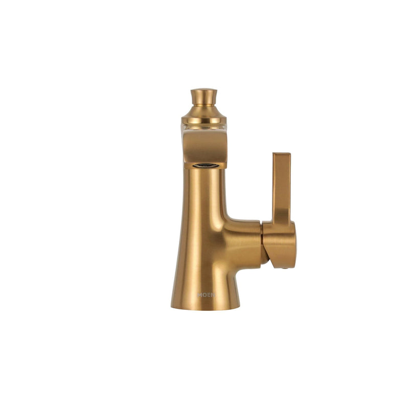 Moen Voss Single Handle High Arc Bathroom Sink Faucet, Brushed Gold E4